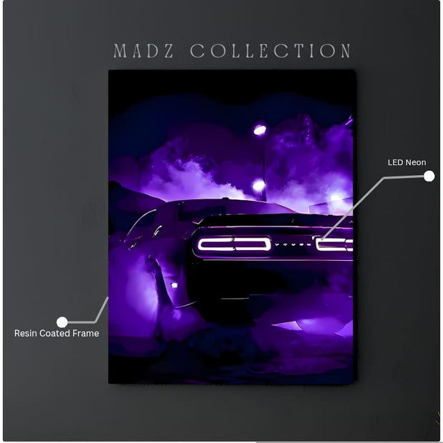 Dodge Challenger Tail White Light | Resin Neon Frame | 4k Premium