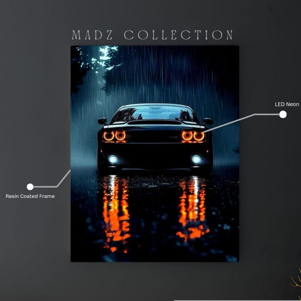Dodge Challenger Front Round Yellow Light | Resin Neon Frame | 4k Premium