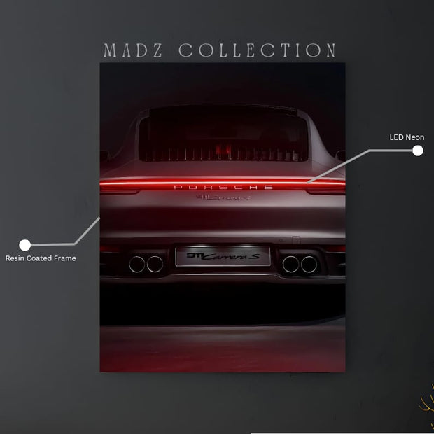 Porsche 911 Tail Red Light | Resin Neon Frame | 4k Premium