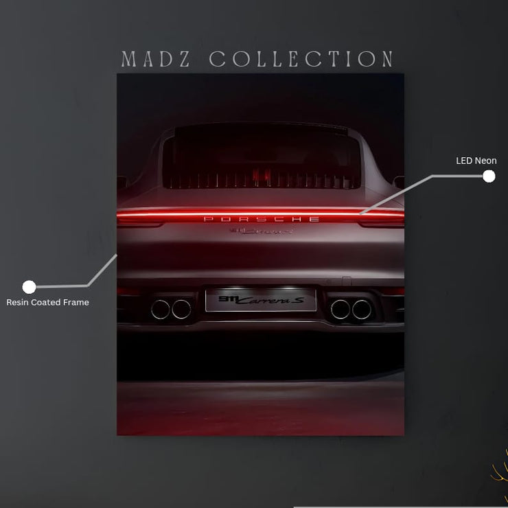 Porsche 911 Tail Red Light | Resin Neon Frame | 4k Premium