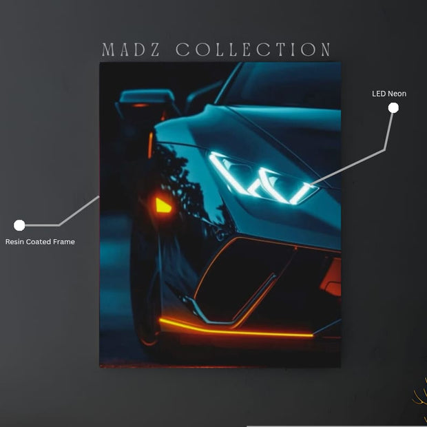 Lamborghini Aventador Front DRLs Blue Light | Resin Neon Frame | 4k Premium