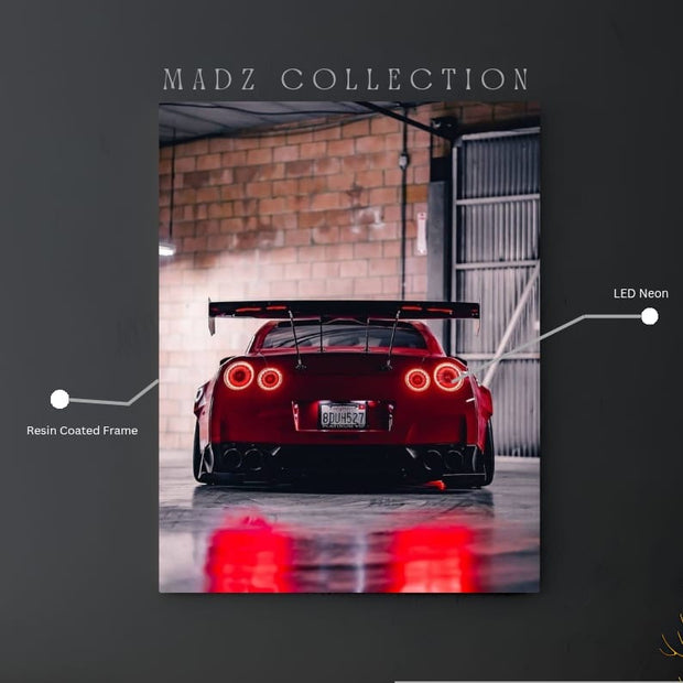 Nissan GTR Tail Red Round Light | Resin Neon Frame | 4k Premium