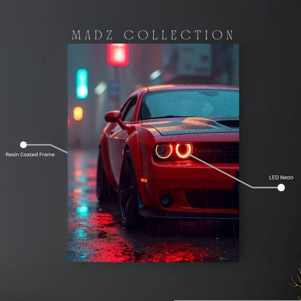 Dodge Challenger Front DRLs Red Light | Resin Neon Frame | 4k Premium