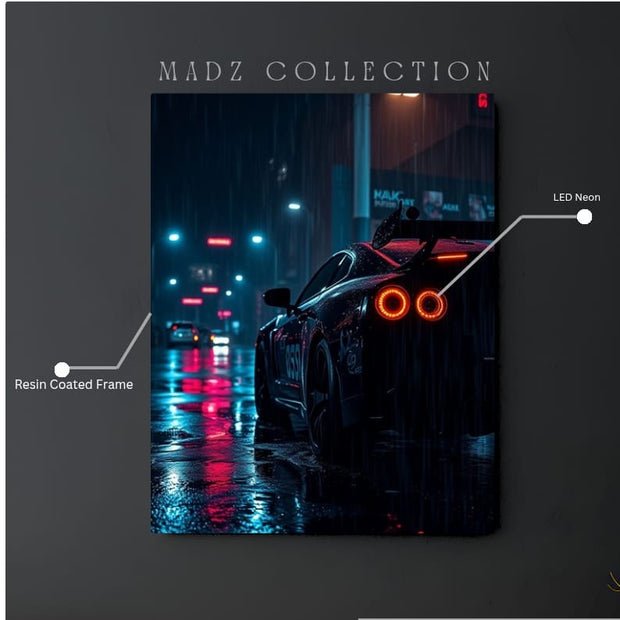 NIssan GTR Dual Back Red Light | Resin Neon Frame | 4k Premium