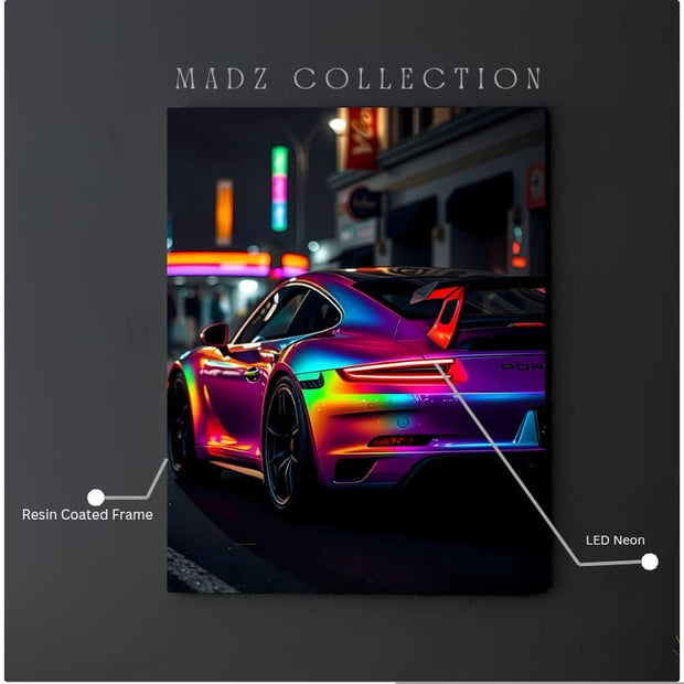 Porsche 911 Back Red Light | Resin Neon Frame | 4k Premium