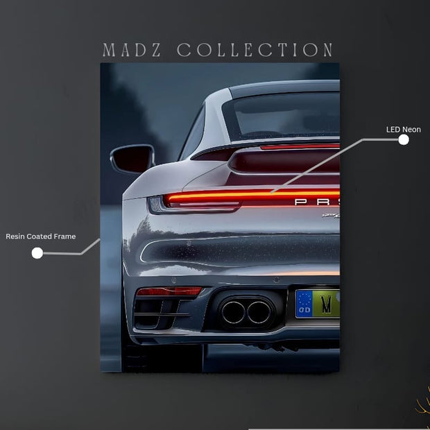 Porsche 911 Tail Red Light | Resin Neon Frame | 4k Premium