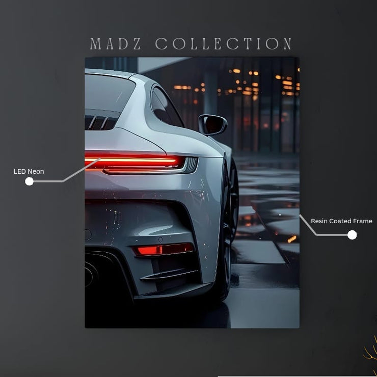 Porsche 911 Back Red Light | Resin Neon Frame | 4k Premium